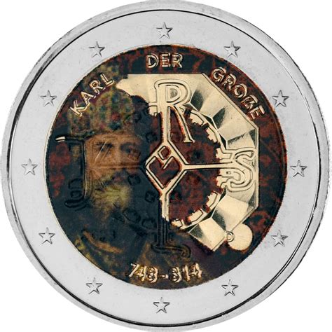 2 Euro Deutschland 2023 Karl der Große coloriert mit Farbe