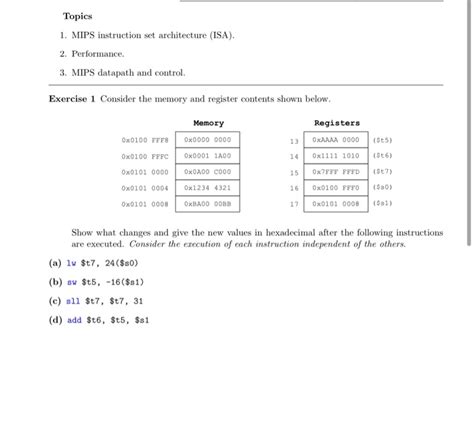 Solved Topics 1 Mips Instruction Set Architecture Isa 2