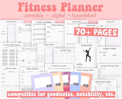 Digital Fitness Planner Digital Workout Planner Planner For Etsy Uk