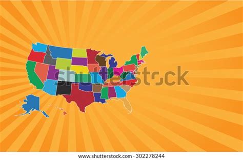 Colorful United States Map Vector Illustration Stock Vector (Royalty ...