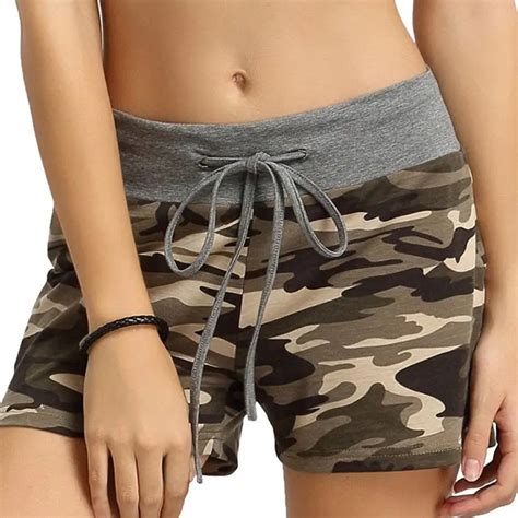 Fashion Summer Camouflage Womens Workout Hot Shorts Drawstring Casual