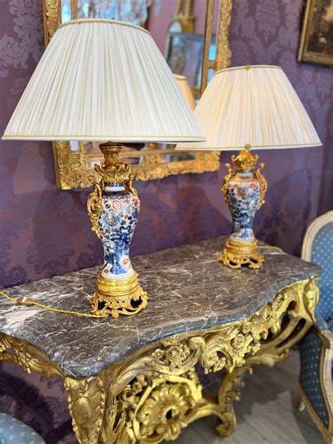 Proantic Paire De Lampes En Porcelaine D Cor Imari