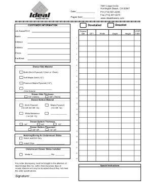 Fillable Online Drawer Box Order Form Rev7 Xls Fax Email Print PdfFiller