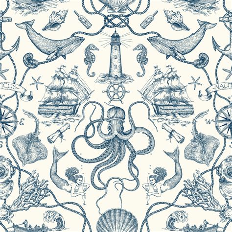 Deep Sea Toile Nautical Peel and Stick Wallpaper| RMK12002WP – D. Marie ...