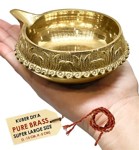 Buy Satvik Super Large Size Kuber Brass Aarti Diya With Inch Red