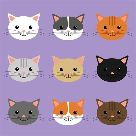 Cute Black Cats Heads Set Stock Vector Image By Worldofvector