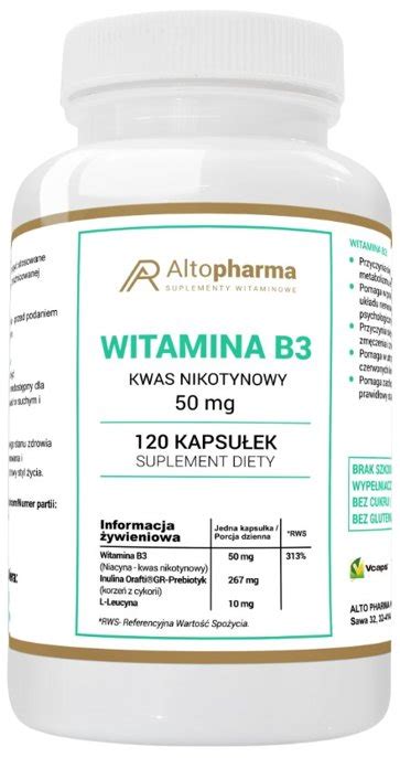 AltoPharma Witamina B3 50mg Niacyna PP 120 Kaps Sklep EMPIK