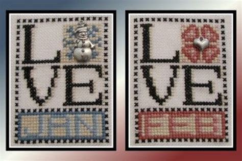 Counted Cross Stitch Pattern Love Months Series Love Bits Monthly