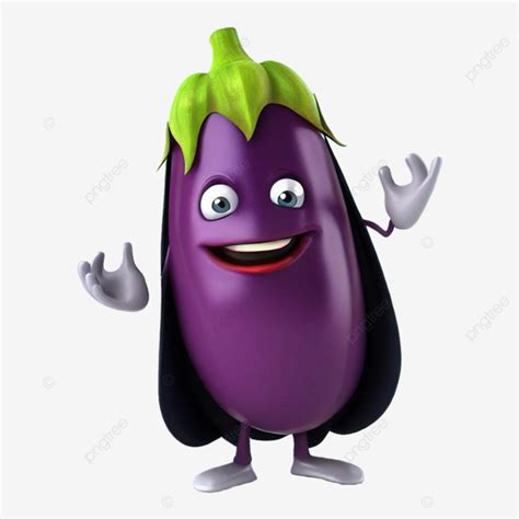 Eggplant Mascot 3d Psd Eggplant Egg Plant Image Vegetables Png