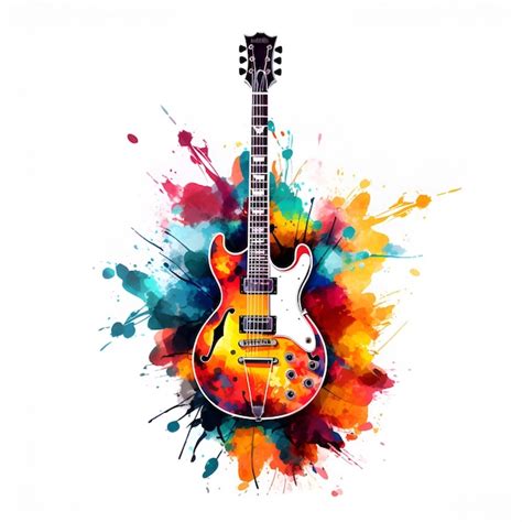 Guitarra Ac Stica Con Notas Musicales Y Efecto Abstracto De