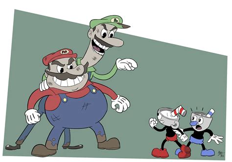 Cuphead And Mugman Vs The Super Mario Bros By A3dnazrigar On Deviantart