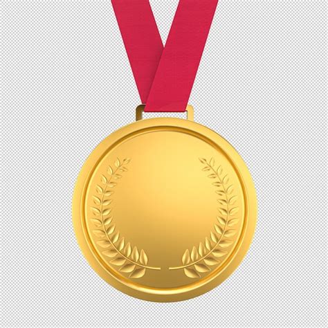 Medalha De Ouro Em Branco Sobre Fundo Transparente Psd Premium