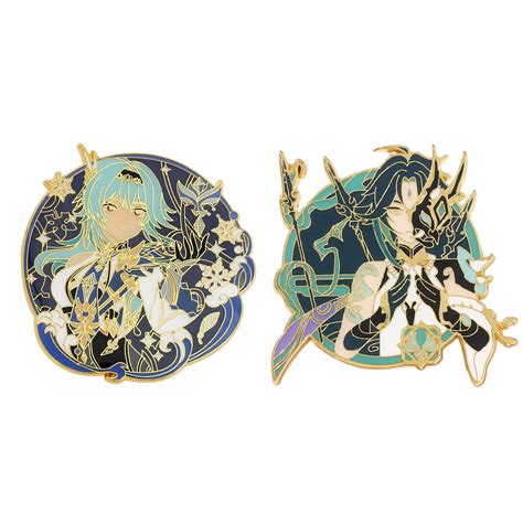 ZILEFSILK 2PCS Anime Game Genshin Impact Figure Eula Xiao Cute Enamel