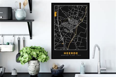 Fotolijst Incl Poster Heerde Stadskaart Goud Plattegrond