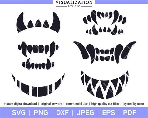 Scary Fangs and Teeth Vector Clipart Set INSTANT DIGITAL | Etsy