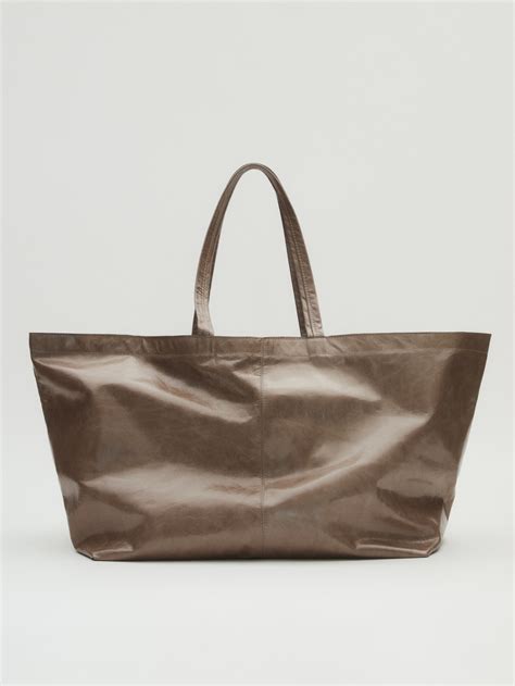 Massimo Dutti Maxi Crackled Leather Tote Bag Big Apple Buddy