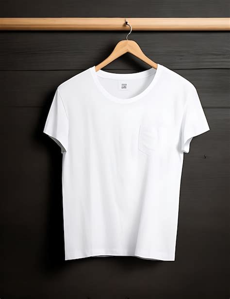 Camiseta Blanca Colgada En Una Percha De Ropa De Madera Sobre Un Fondo