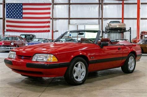 1991 Ford Mustang Lx 50 61490 Miles Bright Red Convertible 50l V8 4