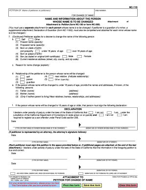 Fillable Online Courtinfo Ca NC 110 ATTACHMENT TO PETITION FOR CHANGE