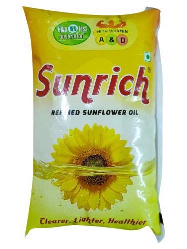 Sundrop Sunrich Refined Sunflower Oil Packaging Type Pouched