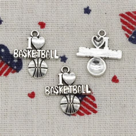 20 stücke Charms ich liebe basketball 21 20mm Tibetischen Silber