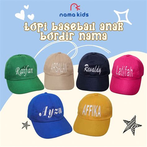 Jual TOPI BORDIR NAMA ANAK TOPI CUSTOM NAMA TOPI BORDIR SATUAN TOPI