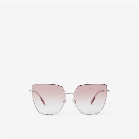 Oversized Cat Eye Frame Sunglasses In Silver Women Burberry® Official