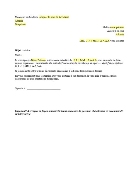 Modèle De Courrier Pour Dessaisir Un Avocat