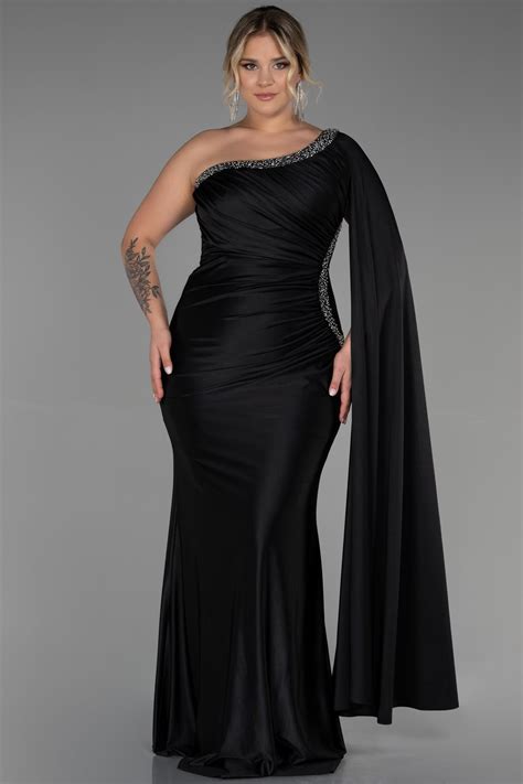 Long Black Plus Size Evening Dress ABU3260 Abiyefon