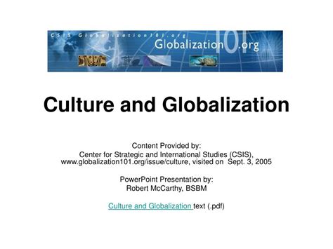 Ppt Culture And Globalization Powerpoint Presentation Free Download