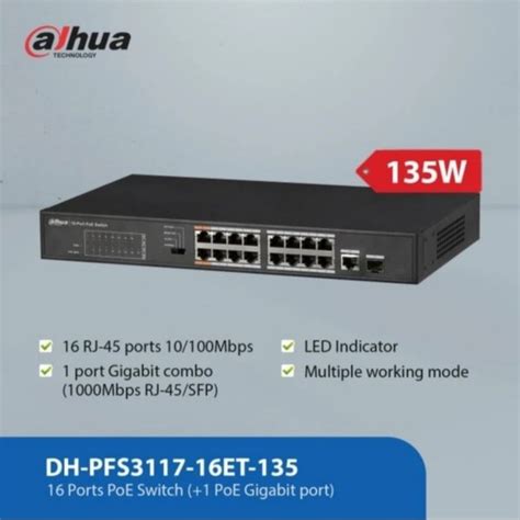 Jual DAHUA POE Switch Hub DH PFS3117 16ET 135 16 Port Poe 2 Port