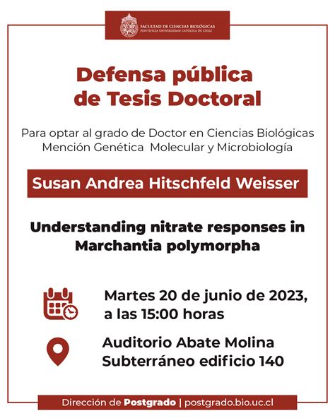 DEFENSA TESIS DOCTORAL SUSAN HITSCHFELD Doctorado En Ciencias