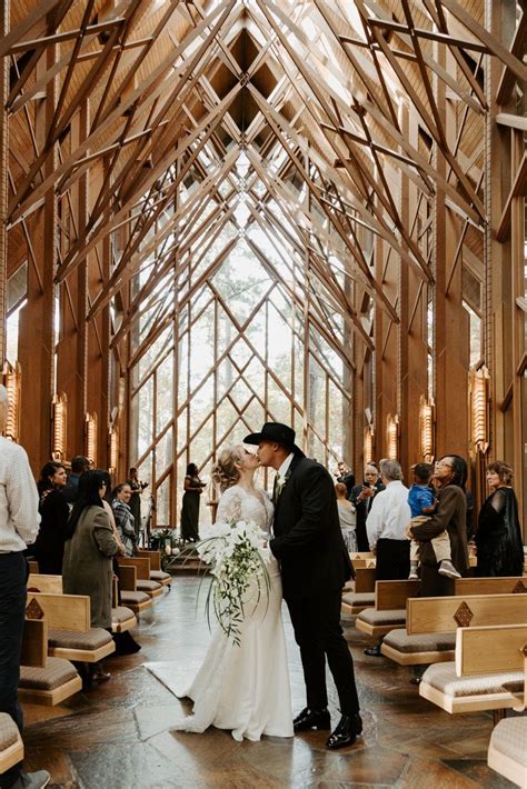 A Beautiful Wedding Ceremony Inside The Glass Chapel At Garvan Gardens