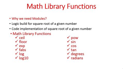 Math Library Function In Python Python For Beginners Class Youtube