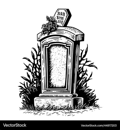 Old murble stone tombstone rest in peace drawing Vector Image