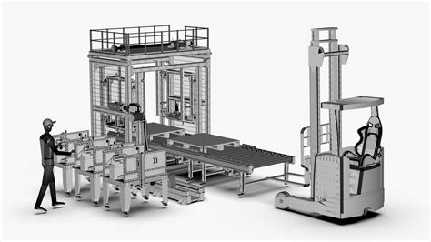 Automatic Cartons Packaging And Palletizing Machine 3d Model Cgtrader