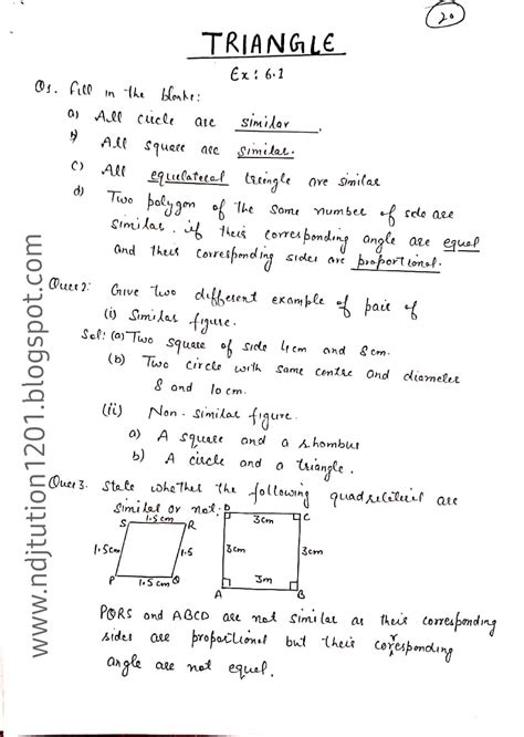 Triangle Handwritten Notes For 10th Math