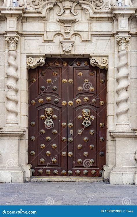 Old Door Architecture In Downtown Lima Peru South America Stock