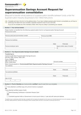 Fillable Online Commbank Superannuation Savings Account