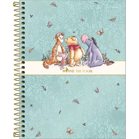 Caderno Espiral Capa Dura Colegial Mat Ria Pooh Folhas Pooh