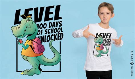 Descarga Vector De Diseño De Camiseta De Dinosaurio 100 Días De Escuela