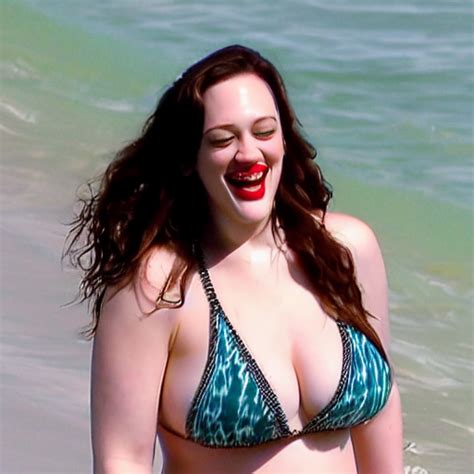 Prompthunt Kat Dennings Relaxing On The Beach Wearing A Bikini And