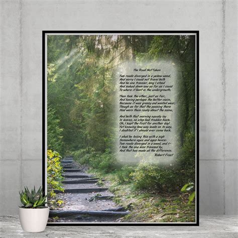 The Road Not Taken Print Robert Frost Poem Print Wall Art 8x10