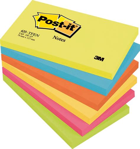 3m Post It Notes 655tfen 127 X 76 Mm Verde Neón Naranja Neón Azul