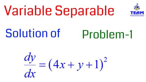 Variable Separable Problem 1ode First Order And First Degree Youtube