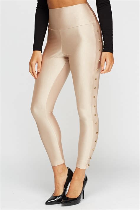 Metallic Studded High Waist Leggings Just 3