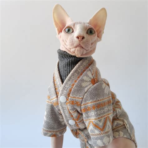 Hairless Sphynx Cat Warm Crochet Sweater Vest Jacket Fall Etsy