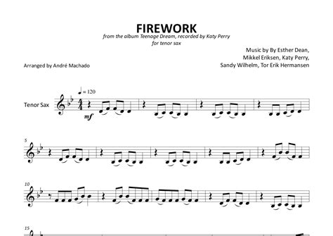 Firework Arr André Machado Sheet Music Katy Perry Tenor Sax Solo