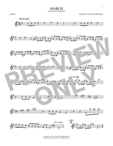 March From The Nutcracker By Pyotr Il Yich Tchaikovsky Sheet Music For Violin Solo At Sheet