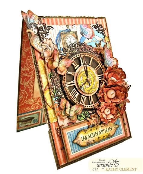 G45 Sneak Peek Week Imagination Steampunk Card With Handmade Flowers